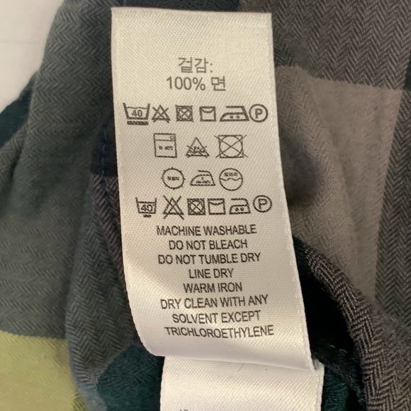 Burberry Kids Plaid Long Sleeve Button Up Shirt Green Grey Yellow Check Boys 7Y - Picture 14 of 16